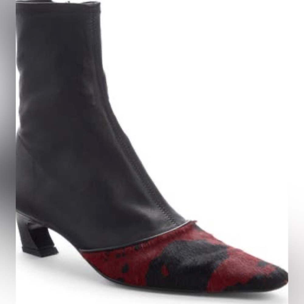 Acne Studios Boots Bano Genuine Calf Hair Pointed Cap Toe Black Red Women’s SZ 7
